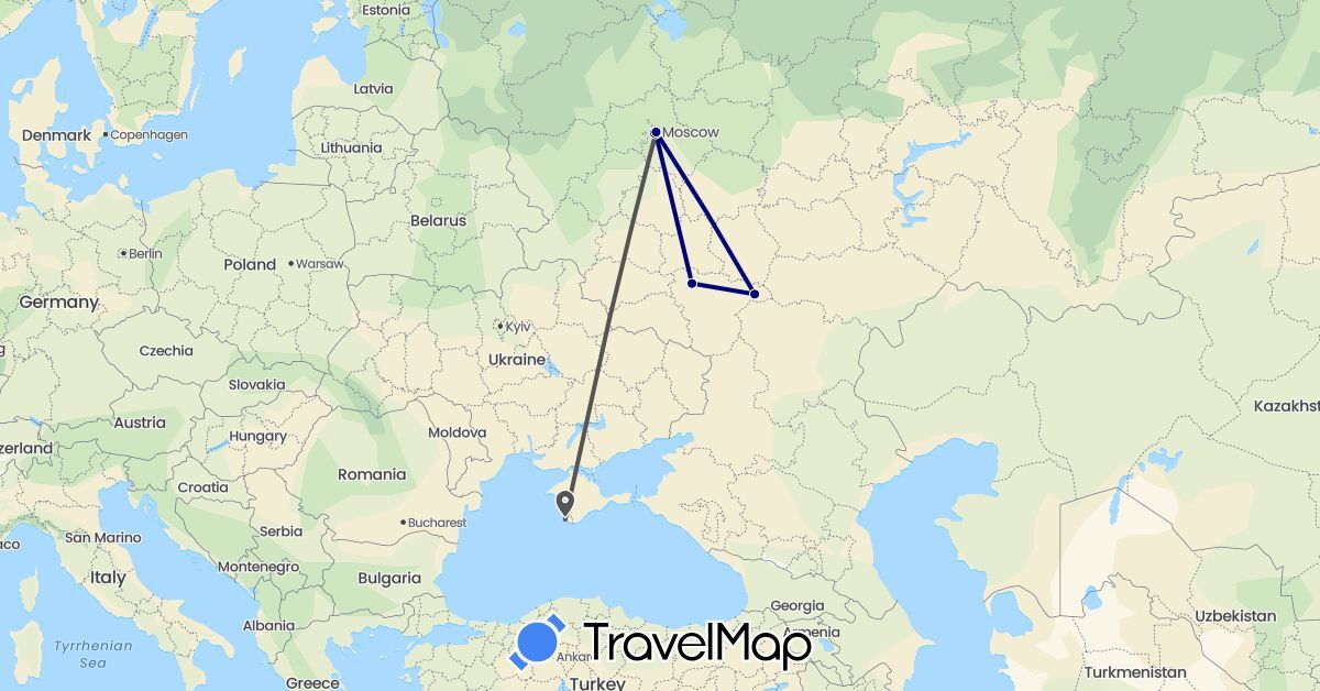 TravelMap itinerary: driving, motorbike in Russia, Ukraine (Europe)